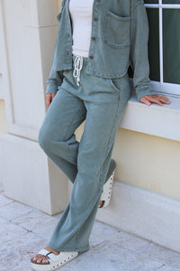 Z Supply: Hunter Knit Denim Pant - Hunter Green
