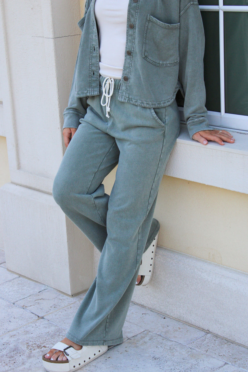 Z Supply: Hunter Knit Denim Pant - Hunter Green