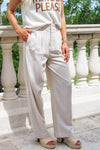 Classy Days High Waisted Linen Pants - Taupe