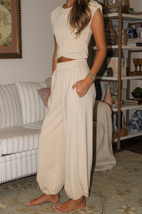 Keepin' It Trendy Jogger Sweatpants - Bone