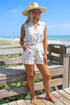 Sandy Shores Sleeveless Romper - Brown Porcelain