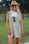 Catching Up Overall Mini Dress -  Topaz Green