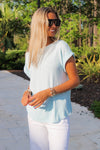 Feeling Easy Days Hacci Slub Top - Lt. Blue