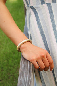 Jesse Hinge Bangle Bracelet - Worn Gold