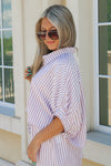 Way To Go Striped Cropped Top - Mocha/White
