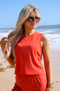 Z Supply: Sloane Jersey Muscle Tank - Lychee