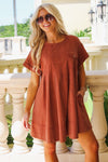 Always Grateful Pleated Mini Dress - Clay