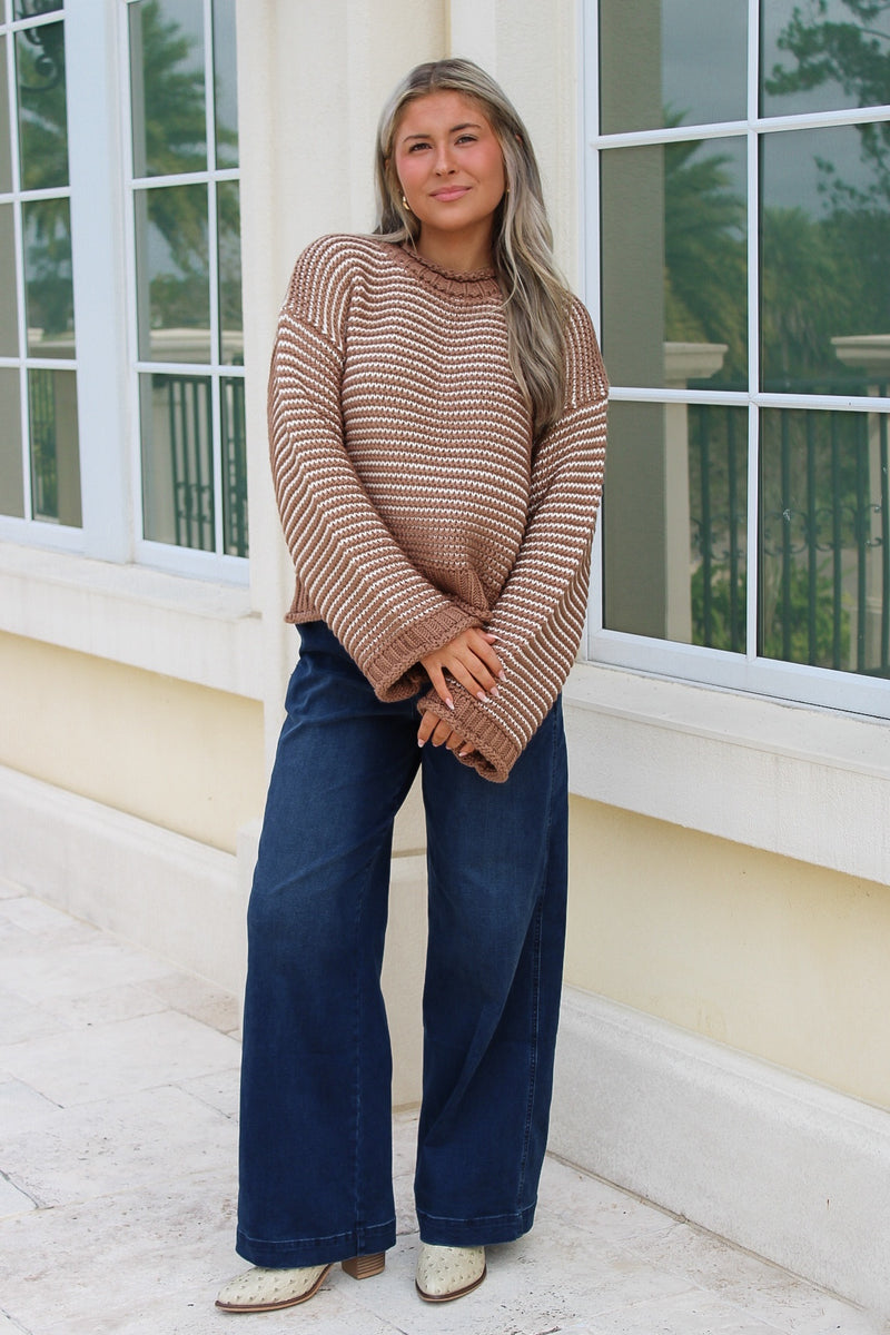Dear John: Pasquette Sweater - Mocha Stripe