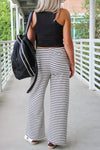 Stay On Track Wide Leg Pants - Black/White