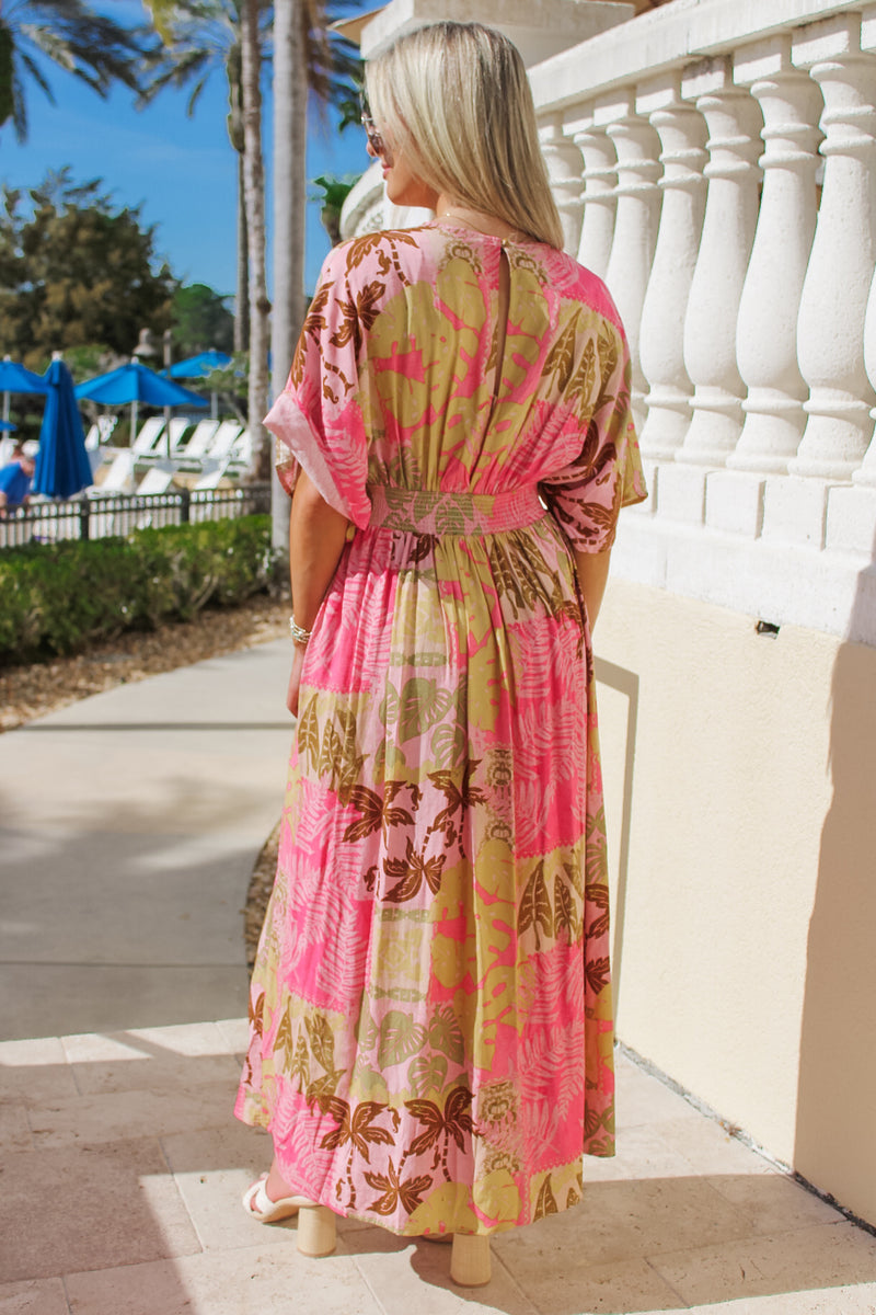 Seaside Resorts Printed Maxi Dress - Pink Multi