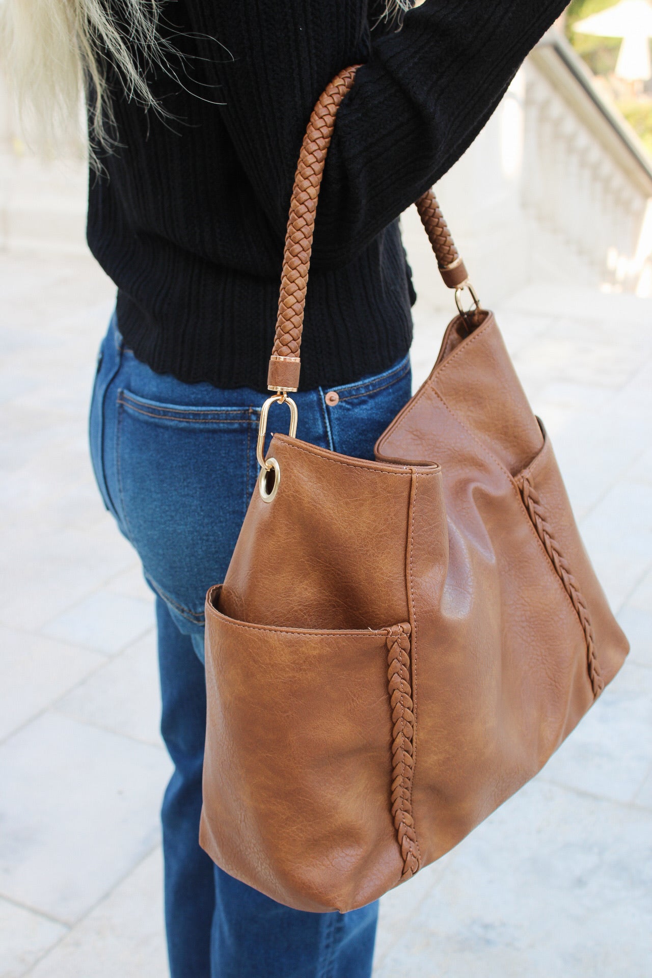 The Lennon Braided Accent Bag - Brown