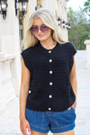 Frontline Elegance Button Down Sweater - Black