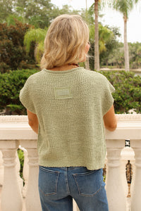 Cozy Dreams Cropped Sleeveless Sweater - Sage