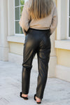 Midnight Edge High Waisted Leather Pants - Black