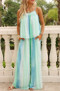 Tropical Escape Wide Leg Pants - Blue Strovia