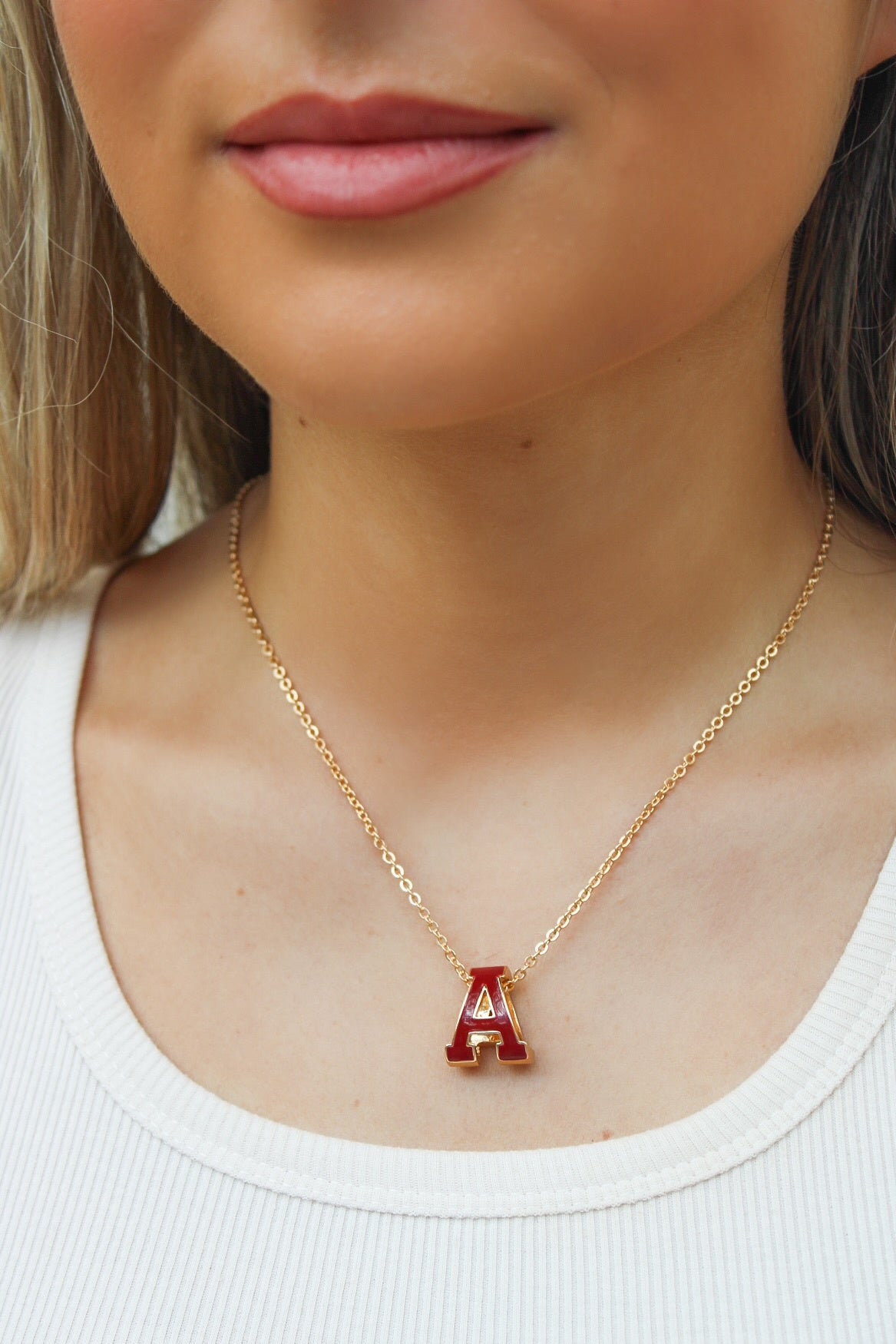 Gameday Letter "A" Necklace - Burgundy