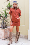 Rustic Charm Zippered Mini Dress - Rust