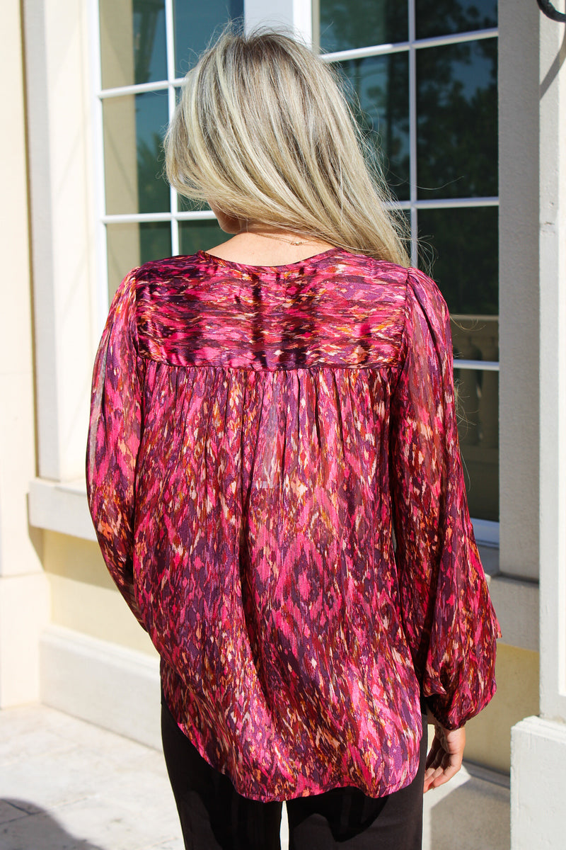 Dear John: Alessia Novelty Top - Pomegranate