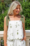 Blissful Meadows Floral Embroidery Scallop Hem Top - Moss Green