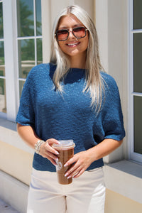 A Simple Touch Dolman Sleeve Sweater - Teal