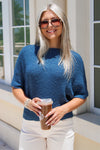 Breezy Autumns Dolman Sleeve Knit Sweater - Teal