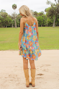 Sadie & Sage: Beach Cowgirl Mini Dress - Blue Multi