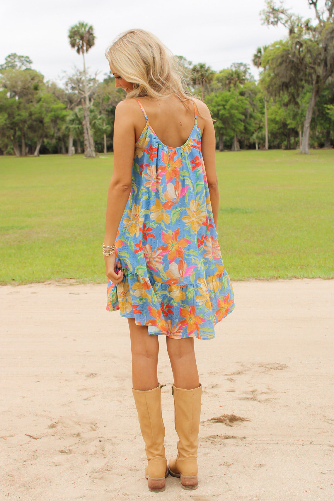 Sadie & Sage: Beach Cowgirl Mini Dress - Blue Multi