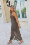 Forever In Love Lace Slip Midi Dress - Olive