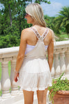 Calling The Shots Lace Trim Romper - Oatmeal