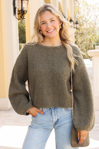 Falling Into Place Knit  Sweater - Olive