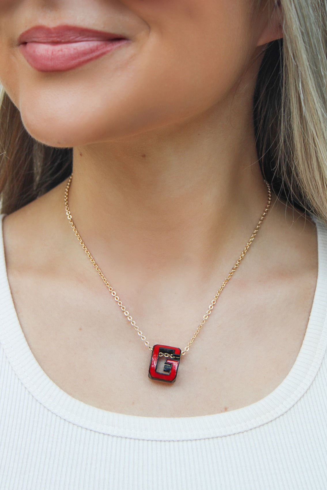 Gameday Letter "G" Necklace - Red