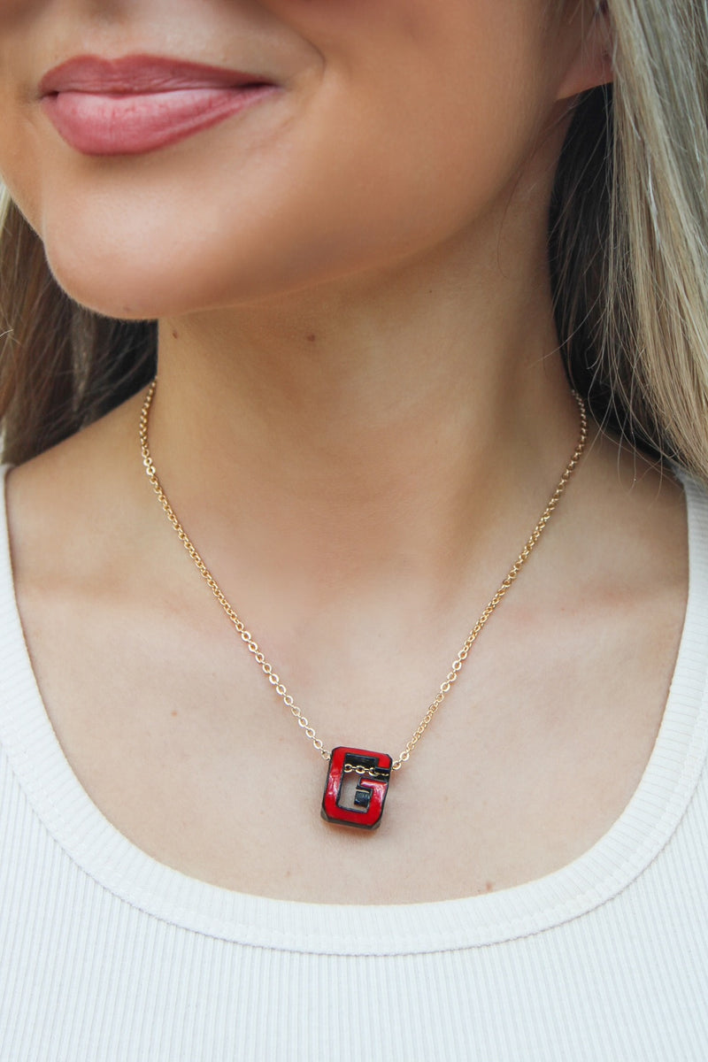 Gameday Letter "G" Necklace - Red