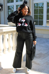 Festive Spirit Ho Ho Ho Sweater - Black