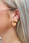 Gameday Heart Football Earrings -  Orange