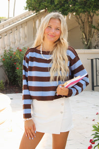Blue Horizon Striped Sweater - Blue/Brown