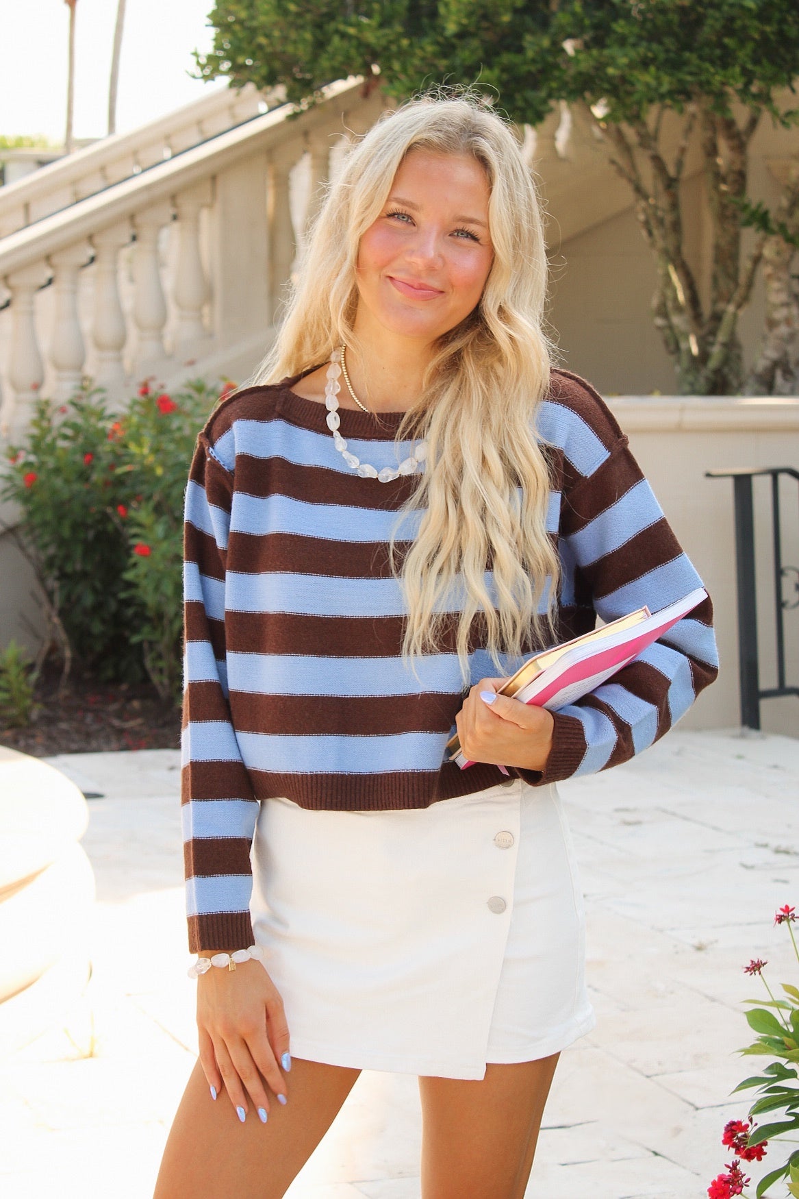Blue Horizon Striped Sweater - Blue/Brown