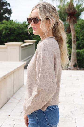 The Hadley Button Down Knit Cardigan - Lt Mocha
