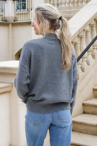 Cozy Times Mock Neck Sweater - Charcoal