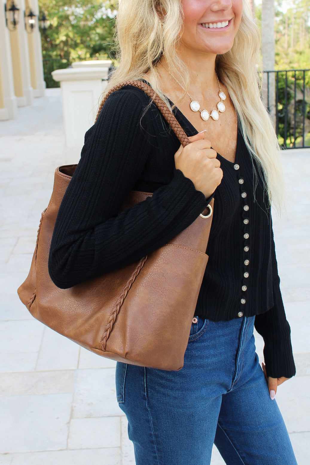 The Lennon Braided Accent Bag - Brown