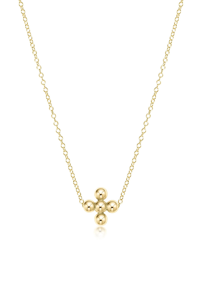 enewton: 16" Classic Beaded Signature Cross Necklace 3mm | Makk Fashions