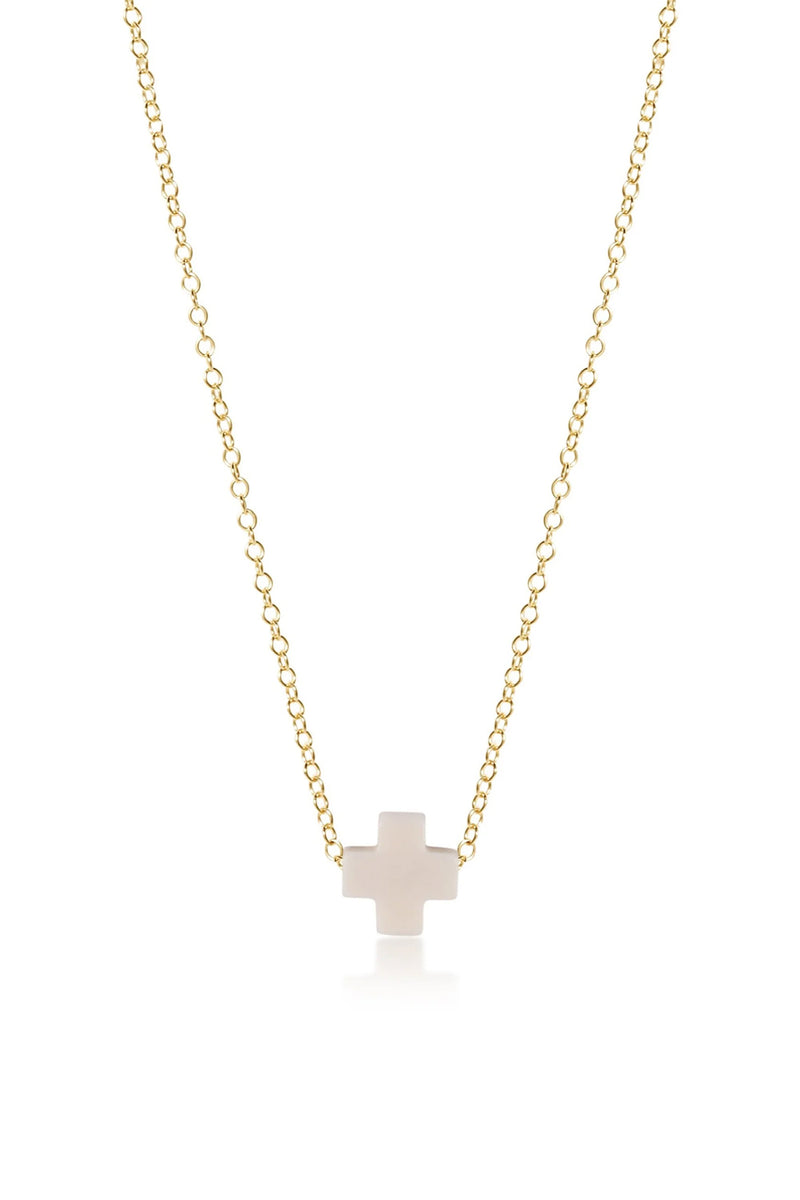 enewton: 16" Signature Cross Necklace - Off White | Makk Fashions