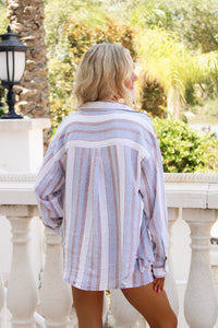 Z Supply: The Perfect Striped Button Up Top - Island Coconut