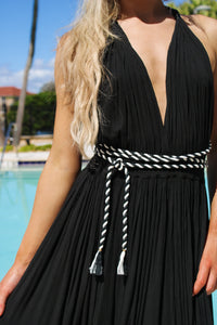 Midnight Marina Rope Tie Maxi Dress - Black
