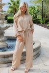 Sandy Beach Trips Button Down Top - Sand