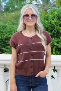 Chasing Dreams Button Down Sweater - Brown