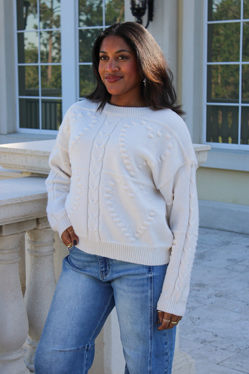 Warm Embrace Heart Sweater - Oatmeal