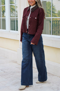 Harvest Ridge Cropped Barn Jacket - Wine