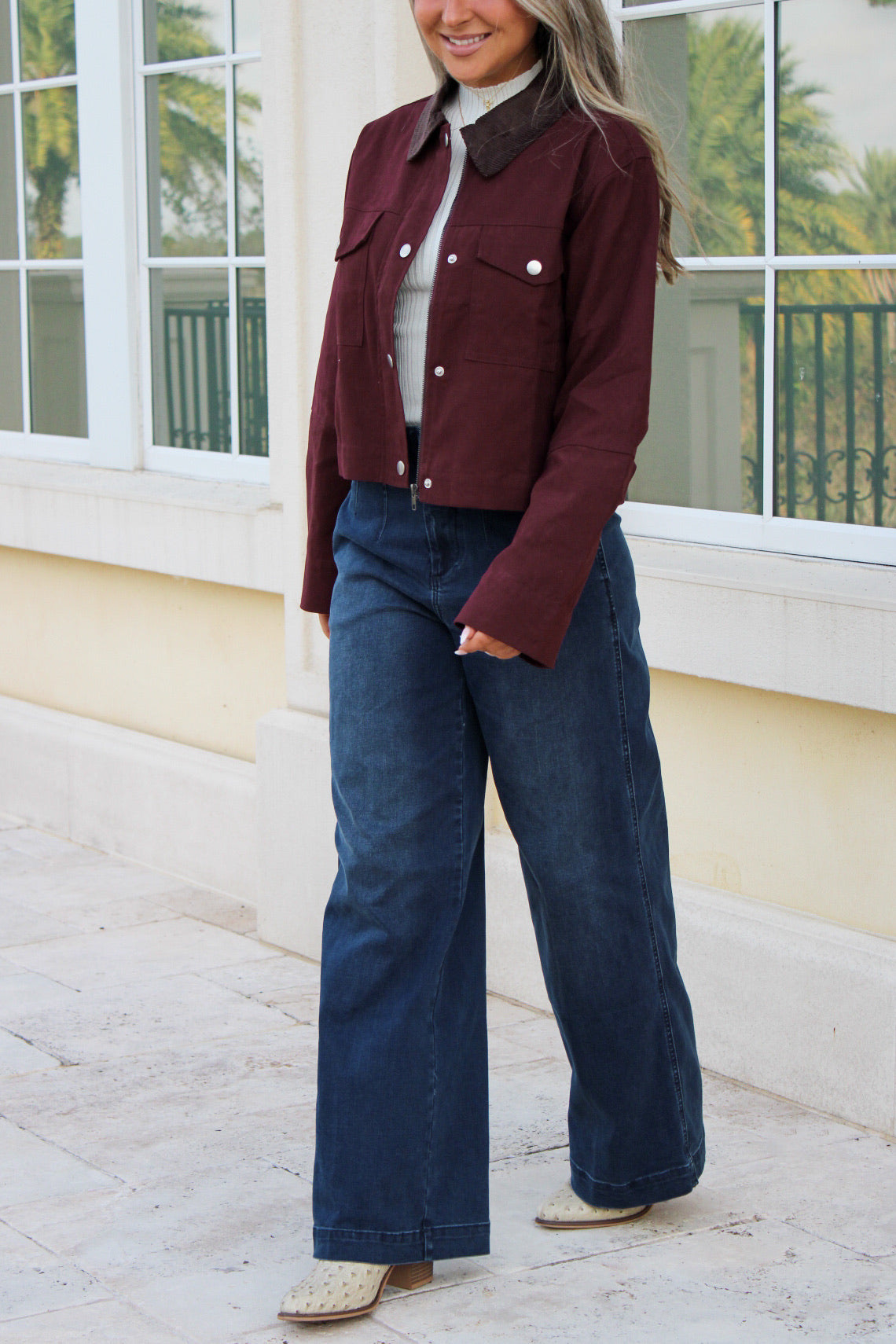 Harvest Ridge Cropped Barn Jacket - Wine