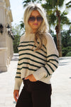 Cozy Embrace Striped Sweater - Hunter Green