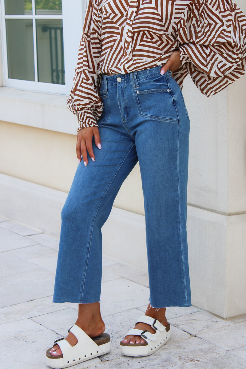 Alicia Cropped Straight Leg Jeans - Demin